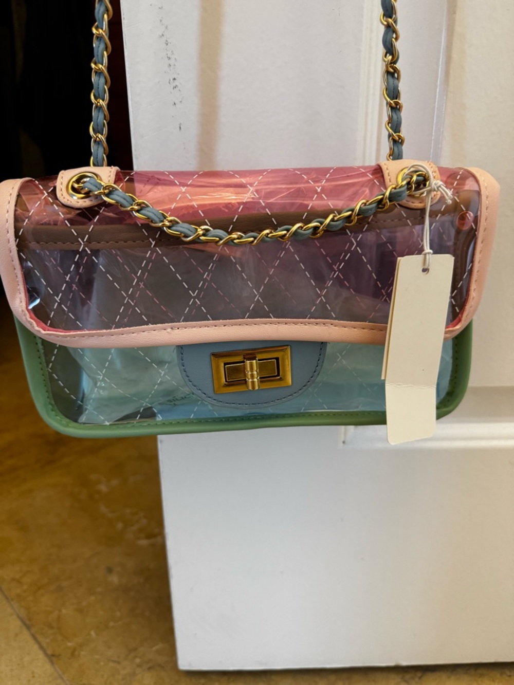 Multicolor Clear Chain Strap Shoulder Bag